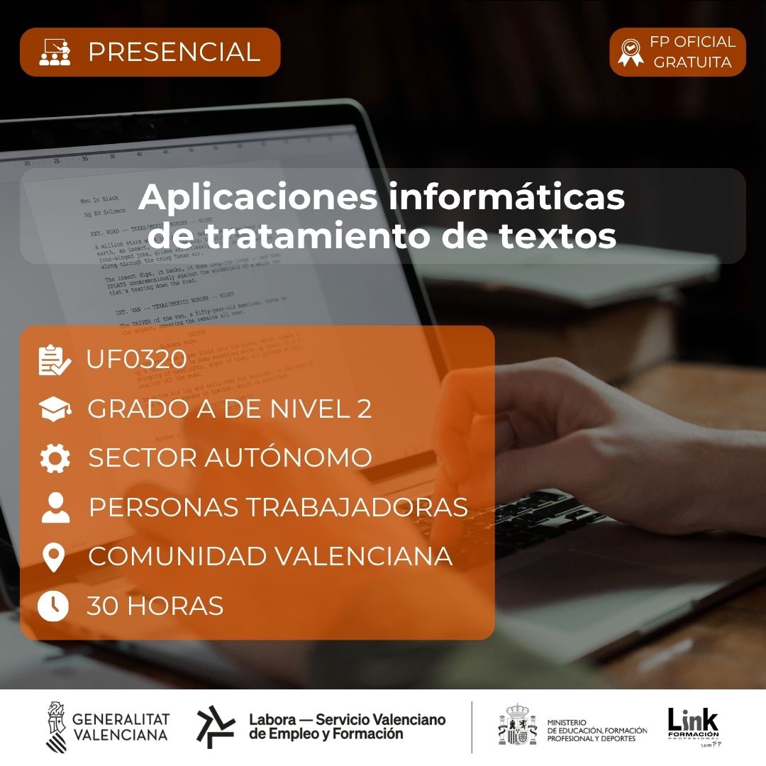 Curso de Aplicaciones informáticas de tratamiento de textos para autónomos - Link Formación
