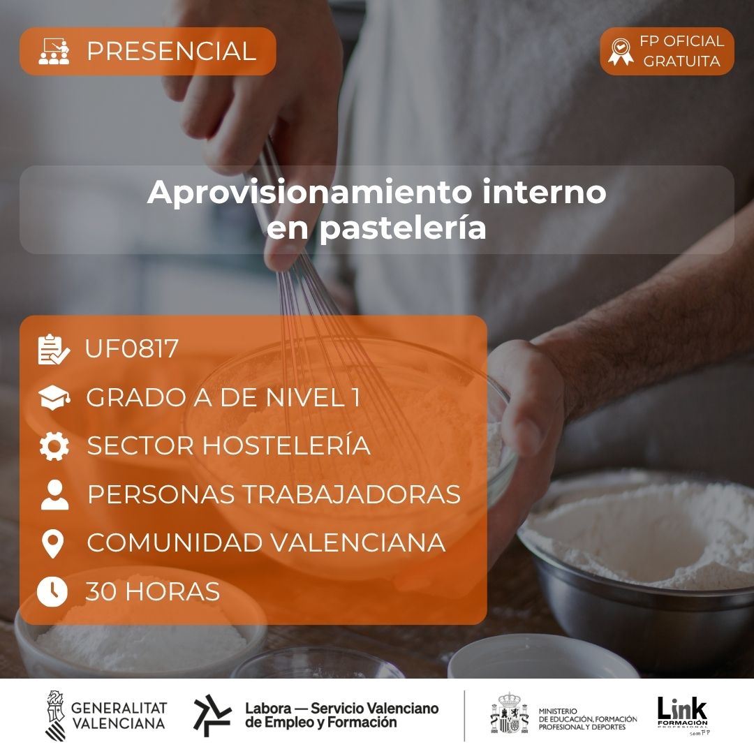 Curso de Aprovisionamiento interno en pastelería para trabajadores - Link Formación