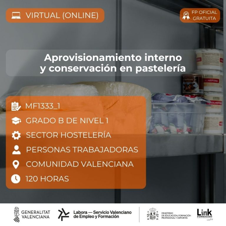 Curso de Aprovisionamiento interno y conservación en pastelería para trabajadores - Link Formación
