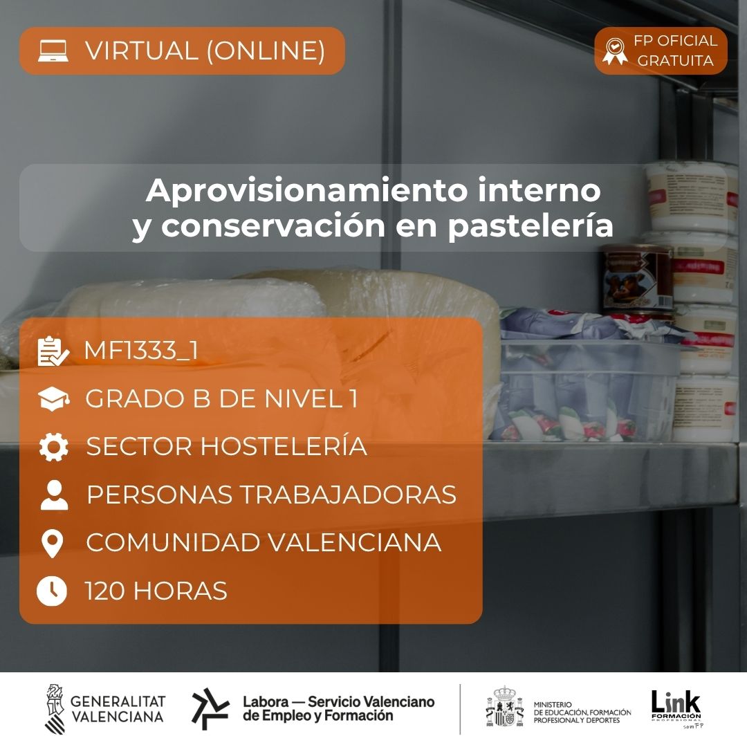 Curso de Aprovisionamiento interno y conservación en pastelería para trabajadores - Link Formación