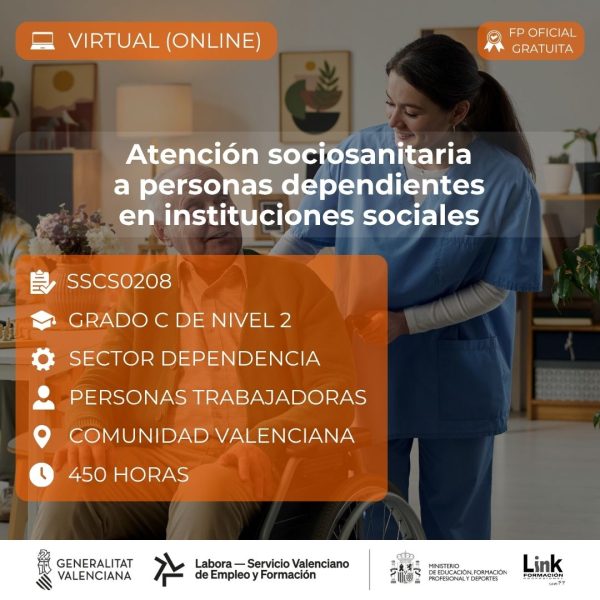 Curso de Atención sociosanitaria a personas dependientes en instituciones sociales para trabajadores - Link Formación