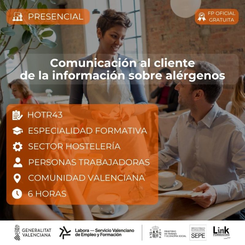 Curso de Comunicación al cliente de la información sobre alérgenos para trabajadores - Link Formación