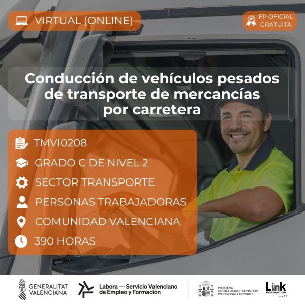 Curso de Conducción de vehículos pesados de transporte de mercancías por carretera para trabajadores - Link Formación