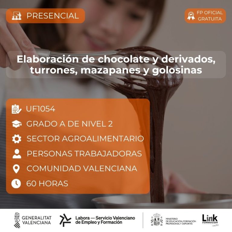 Curso de Elaboración de chocolate y derivados, turrones, mazapanes y golosinas para trabajadores - Link Formación