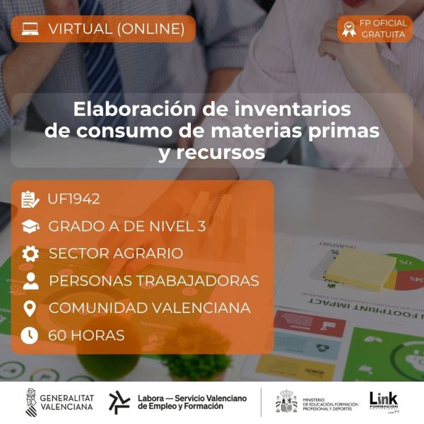 Curso de Elaboración de inventarios de consumo de materias primas y recursos para trabajadores - Link Formación