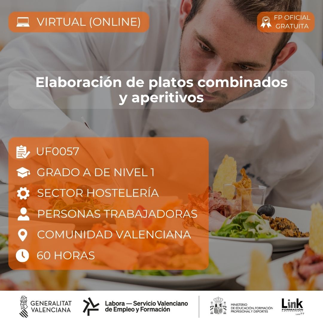 Curso de Elaboración de platos combinados y aperitivos para trabajadores - Link Formación