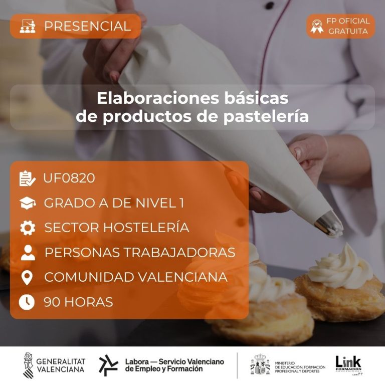 Curso de Elaboraciones básicas de productos de pastelería para trabajadores - Link Formación