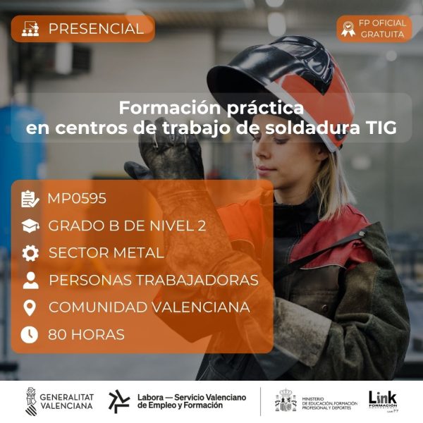 Curso de Formación práctica en centros de trabajo de soldadura TIG para trabajadores - Link Formación