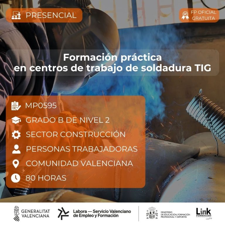 Curso de Formación práctica en centros de trabajo de soldadura TIG para trabajadores - Link Formación