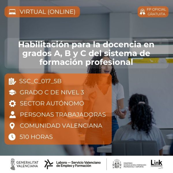 Curso de Habilitación para la docencia en grados A, B y C del sistema de Formación Profesional para autónomos - Link Formación