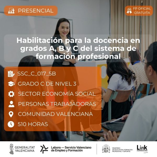 Curso de Habilitación para la docencia en grados A, B y C del sistema de Formación Profesional para trabajadores - Link Formación