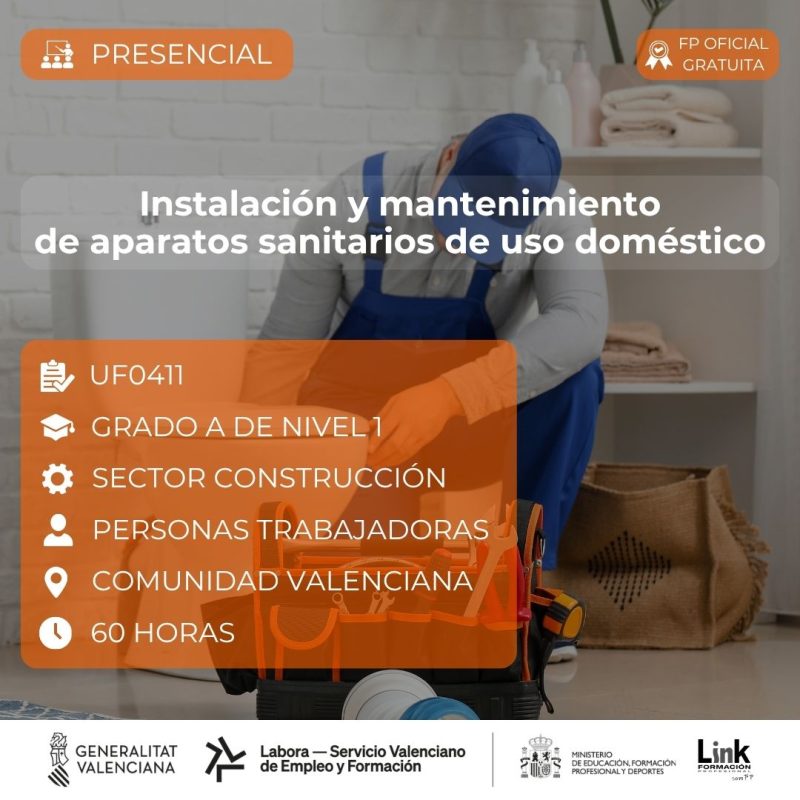 Curso de Instalación y mantenimiento de aparatos sanitarios de uso doméstico para trabajadores - Link Formación