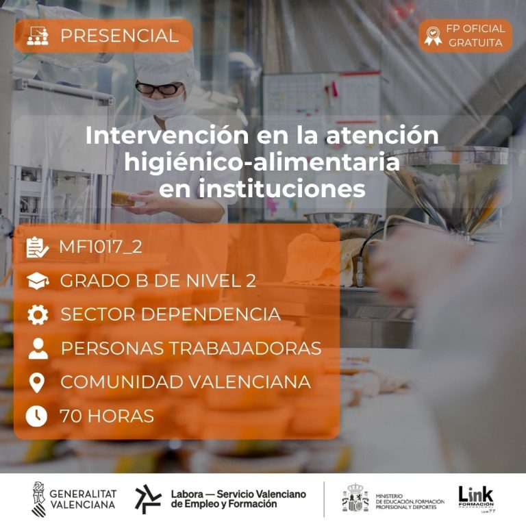 Curso de Intervención en la atención higiénico-alimentaria en instituciones para trabajadores - Link Formación