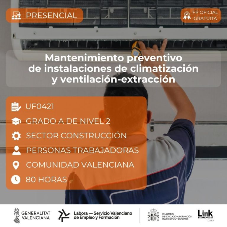 Curso de Mantenimiento preventivo de instalaciones de climatización y ventilación-extracción para trabajadores - Link Formación