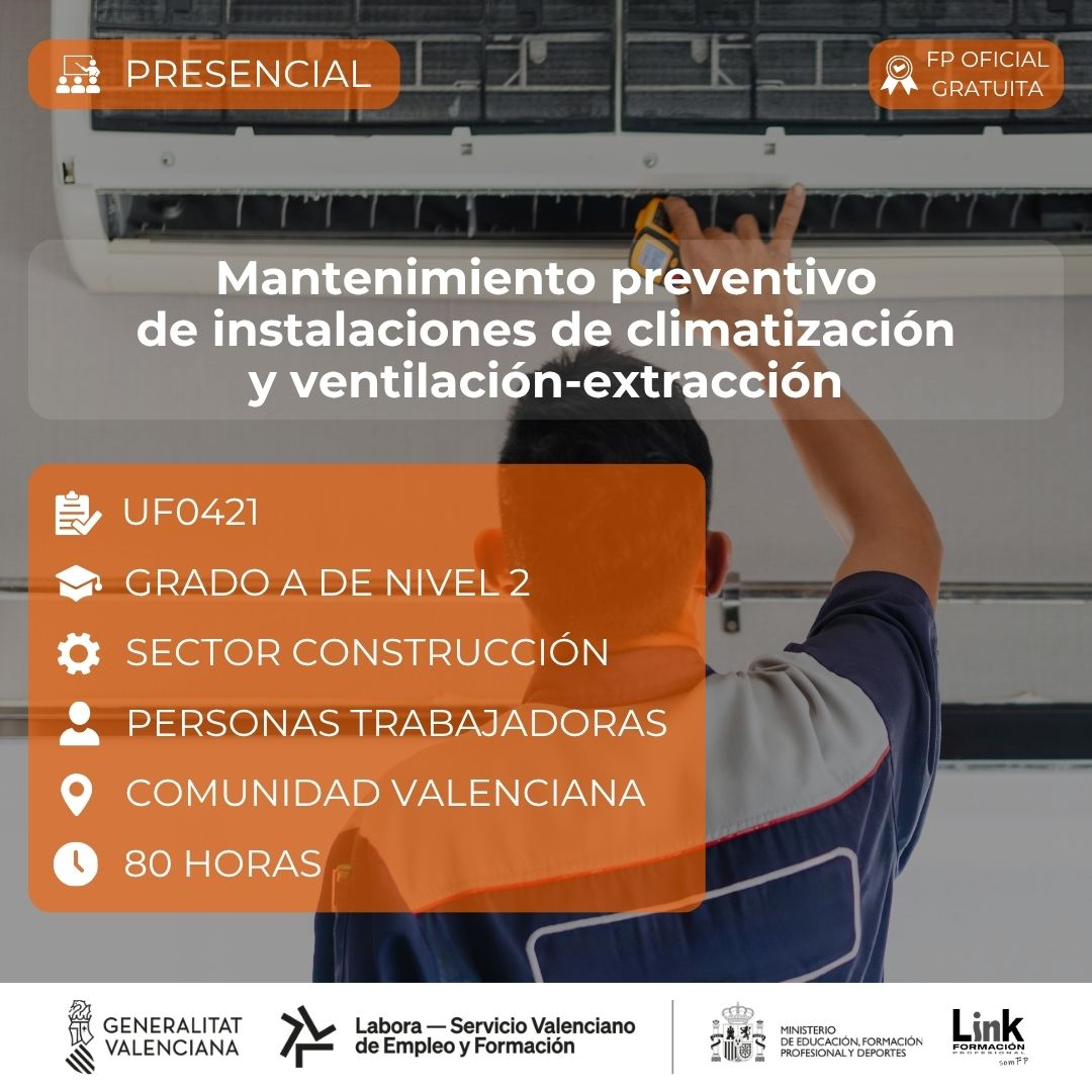 Curso de Mantenimiento preventivo de instalaciones de climatización y ventilación-extracción para trabajadores - Link Formación