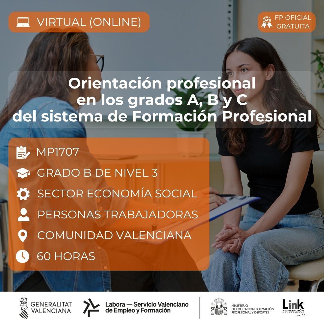 Curso de Orientación profesional en los grados A, B y C del sistema de Formación Profesional para trabajadores - Link Formación