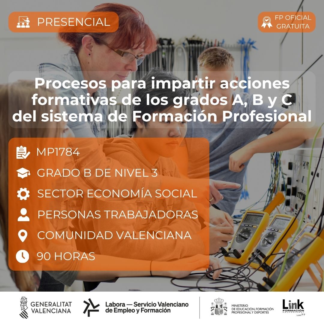 Curso de Procesos para impartir acciones formativas de los grados A, B y C del sistema de Formación Profesional para trabajadores - Link Formación