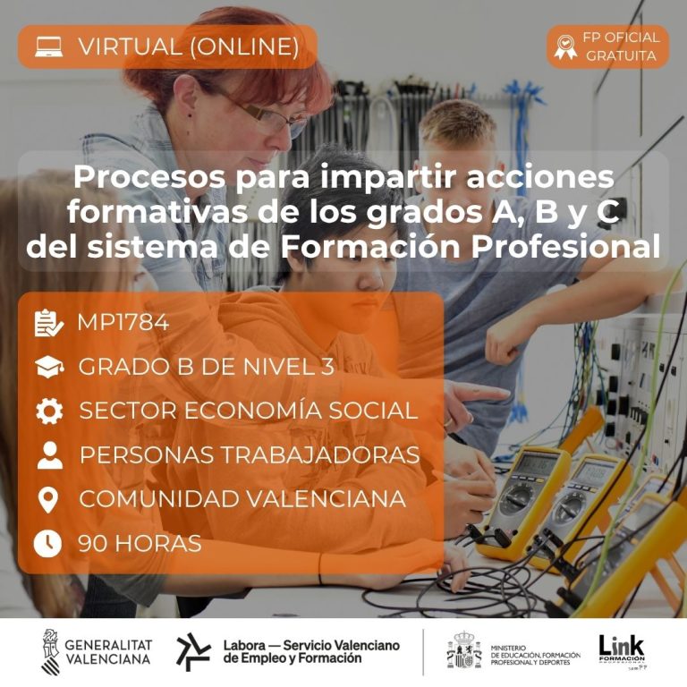 Curso de Procesos para impartir acciones formativas de los grados A, B y C del sistema de Formación Profesional para trabajadores - Link Formación