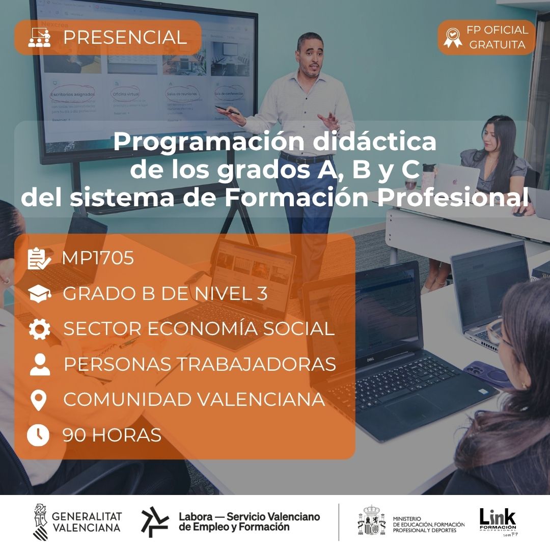 Curso de Programación didáctica de los grados A, B y C del sistema de Formación Profesional para trabajadores - Link Formación