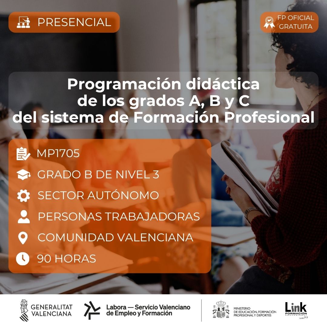 Curso de Programación didáctica de los grados A, B y C del sistema de Formación Profesional para autónomos - Link Formación