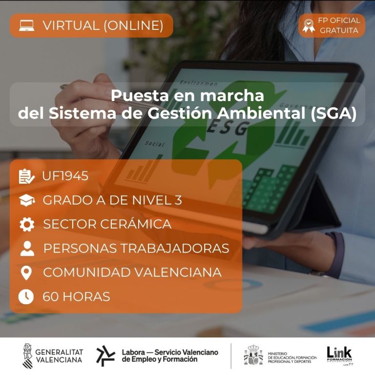 Curso de Puesta en marcha de Sistema de Gestión Ambiental (SGA) para trabajadores - Link Formación