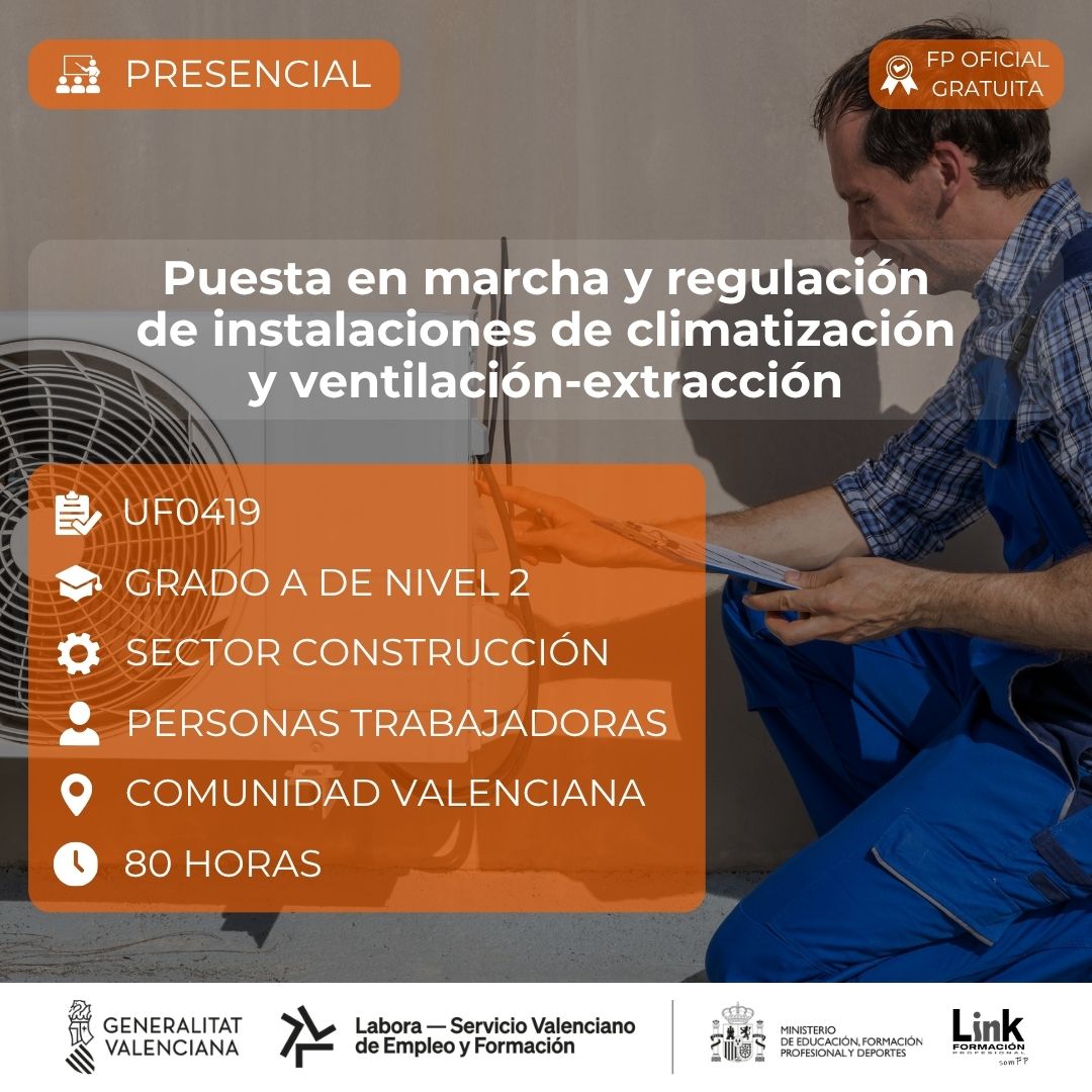 Curso de Puesta en marcha y regulación de instalaciones de climatización y ventilación-extracción para trabajadores - Link Formación