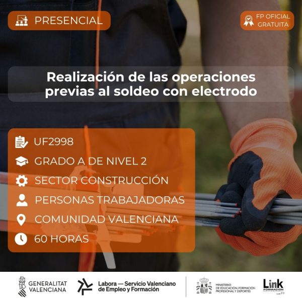 Curso de Realización de las operaciones previas al soldeo con electrodo para trabajadores - Link Formación