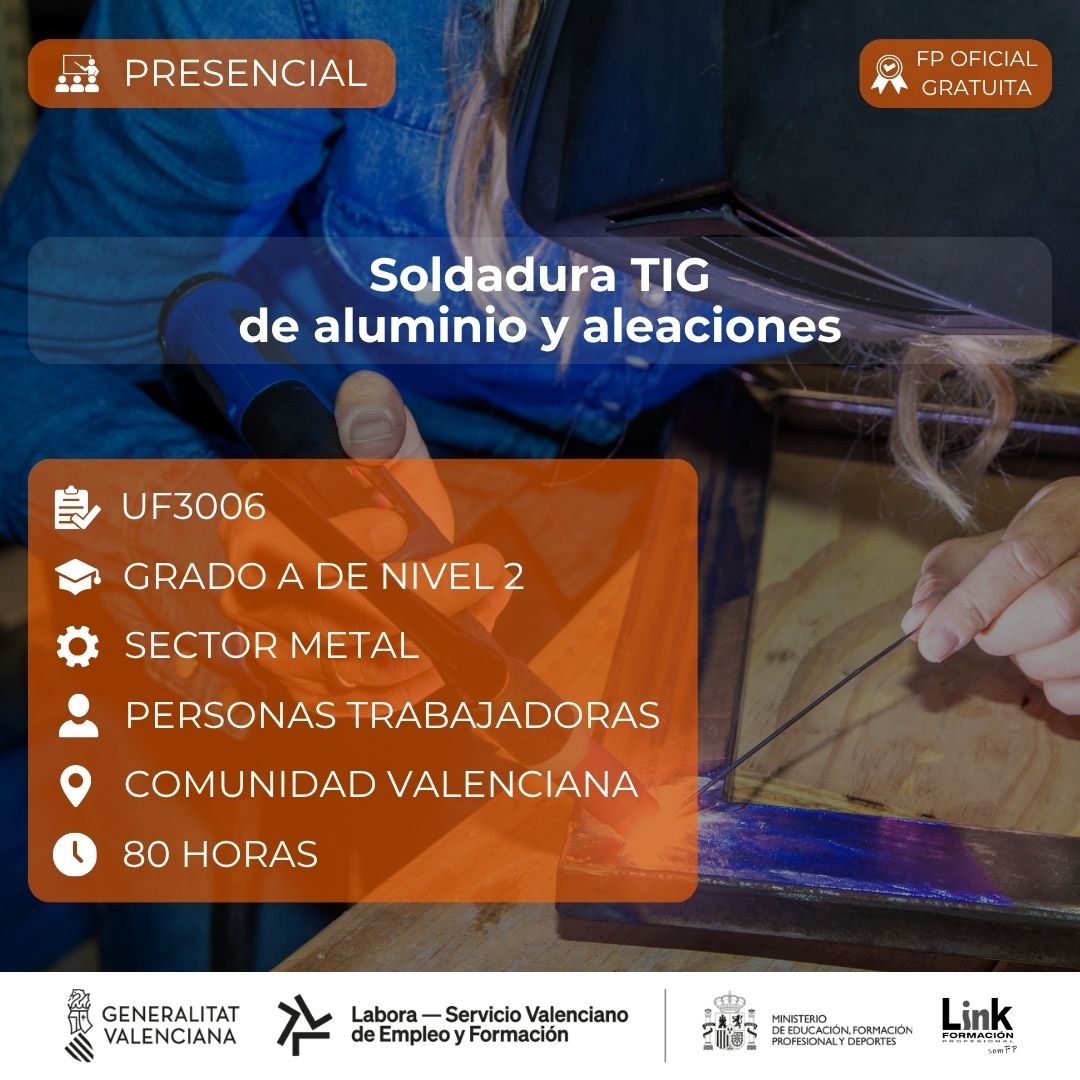 Curso de Soldadura TIG de aluminio y aleaciones para trabajadores - Link Formación