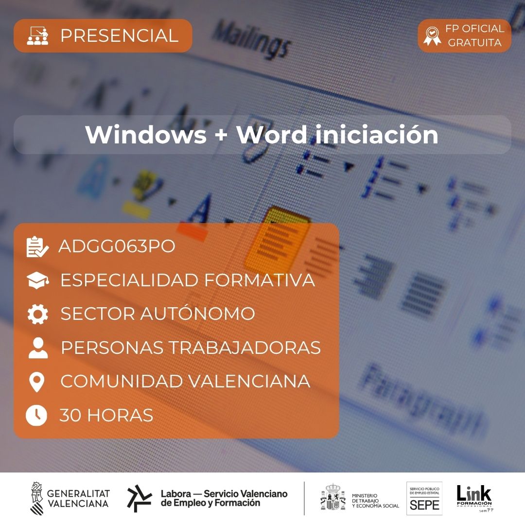 Curso de Windows + Word iniciación para autónomos - Link Formación