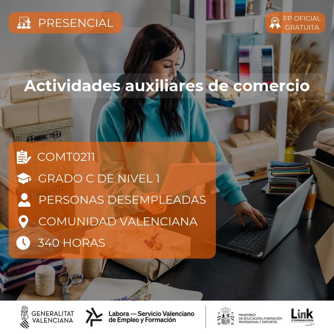 Curso de Actividades auxiliares de comercio para desempleados - Link Formación