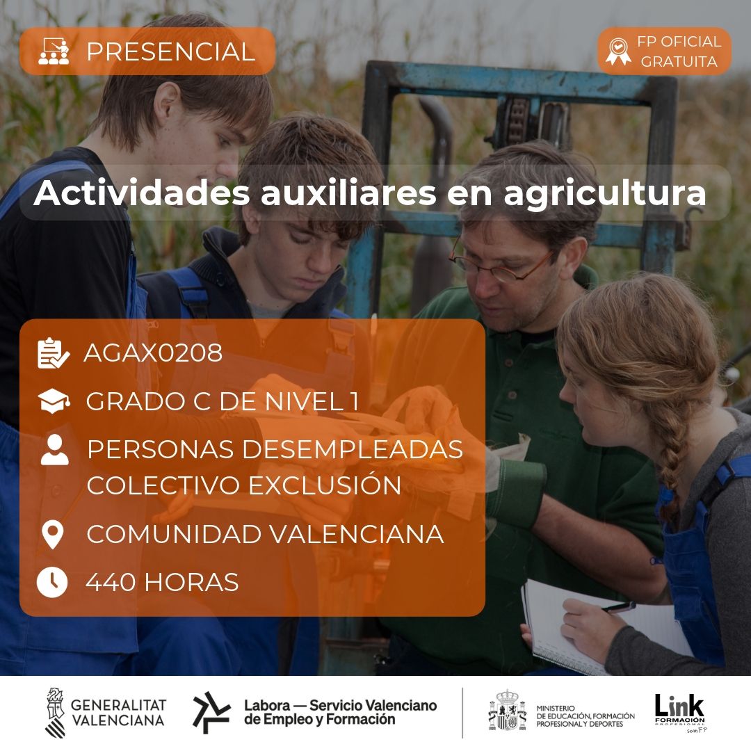 Curso de Actividades auxiliares en agricultura para desempleados - Link Formación