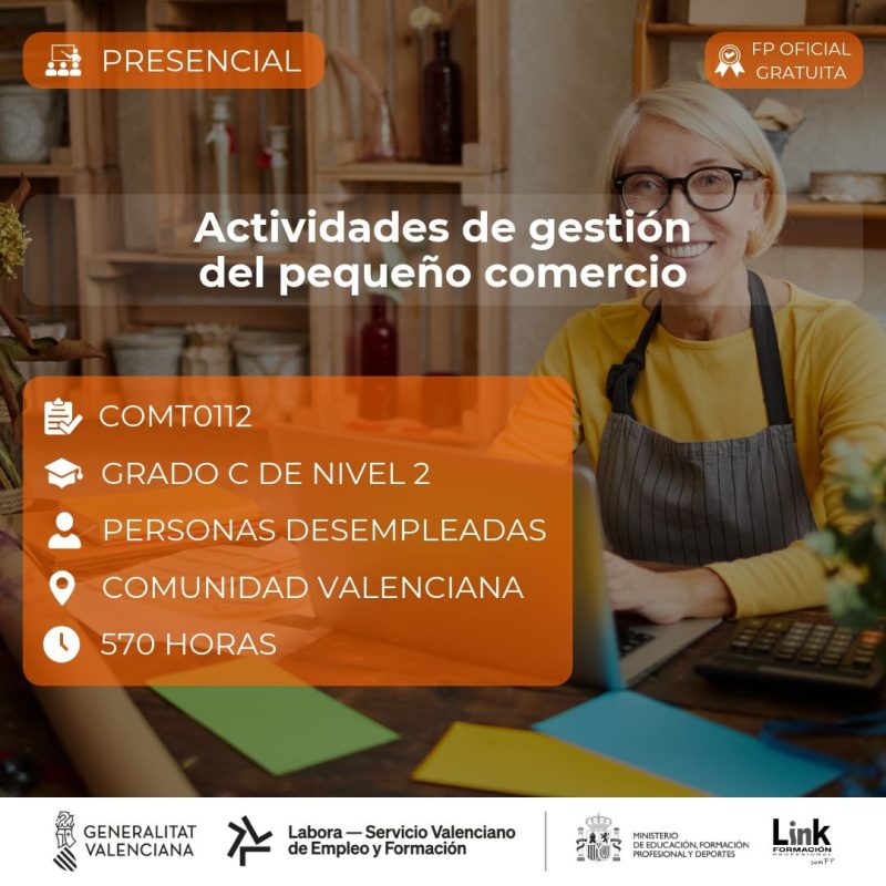 Curso de Actividades de gestión del pequeño comercio para desempleados - Link Formación