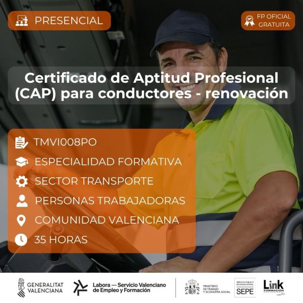 Curso de Certificado de Aptitud Profesional (CAP) para conductores para trabajadores - Link Formación