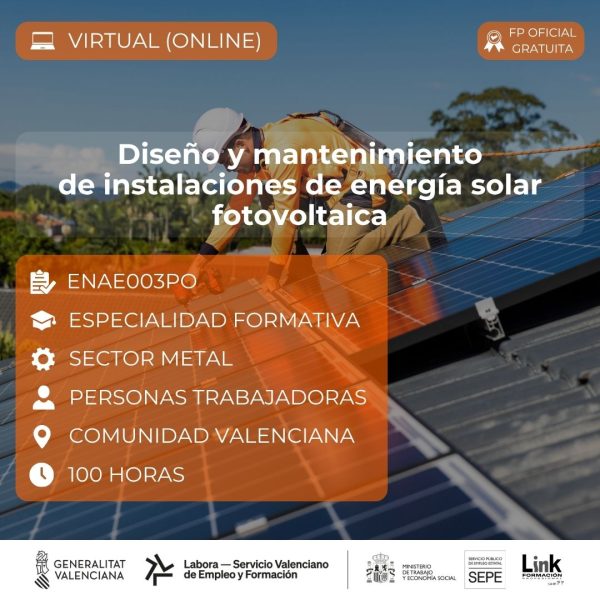 Curso de Diseño y mantenimiento de instalaciones de energía solar fotovoltaica para trabajadores - Link Formación