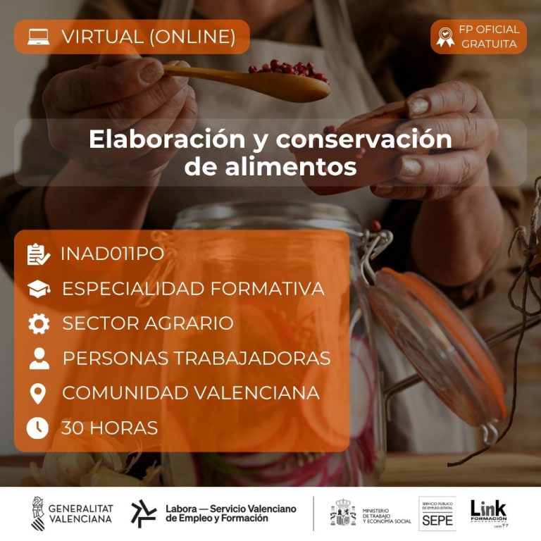 Curso de Elaboración y conservación de alimentos para trabajadores - Link Formación