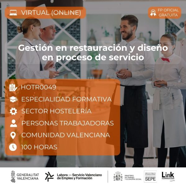 Curso de Gestión en restauración y diseño en proceso de servicio para trabajadores - Link Formación