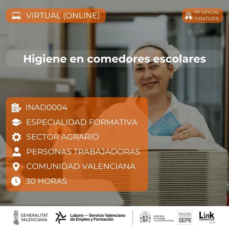 Curso de Higiene en comedores escolares para trabajadores - Link Formación