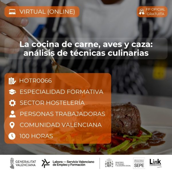 Curso de La cocina de carne, aves y caza para trabajadores - Link Formación