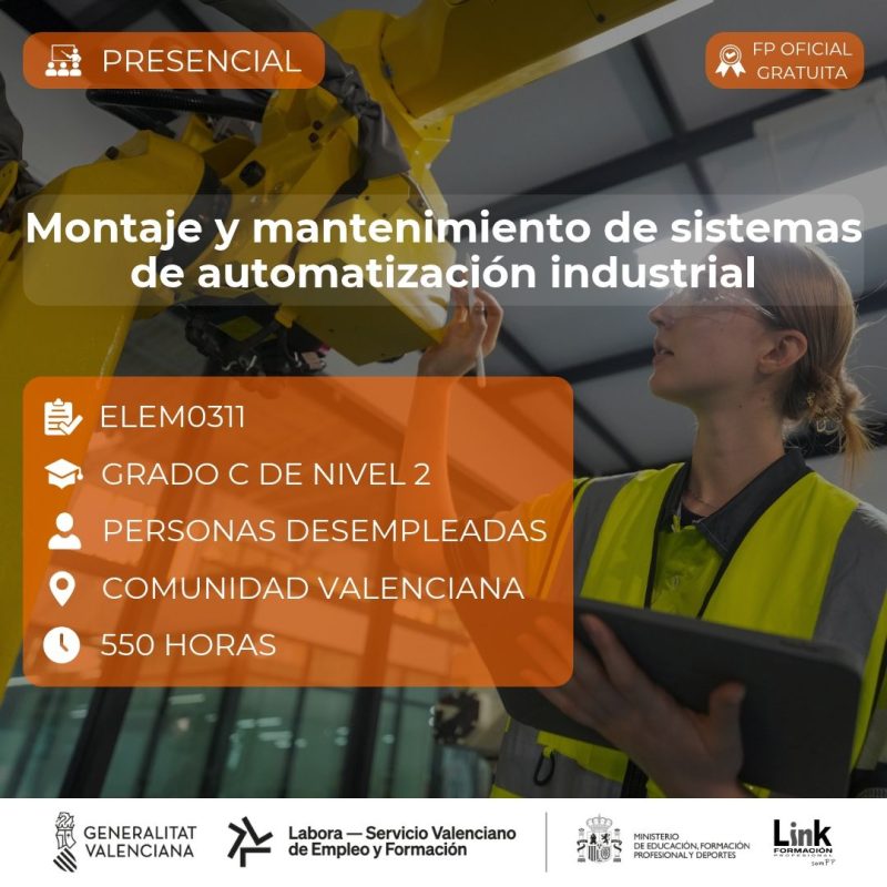 Curso de Montaje y mantenimiento de sistemas de automatización industrial para desempleados - Link Formación