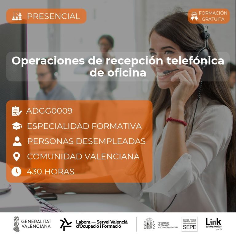 Curso de Operaciones de recepción telefónica de oficina para desempleados - Link Formación