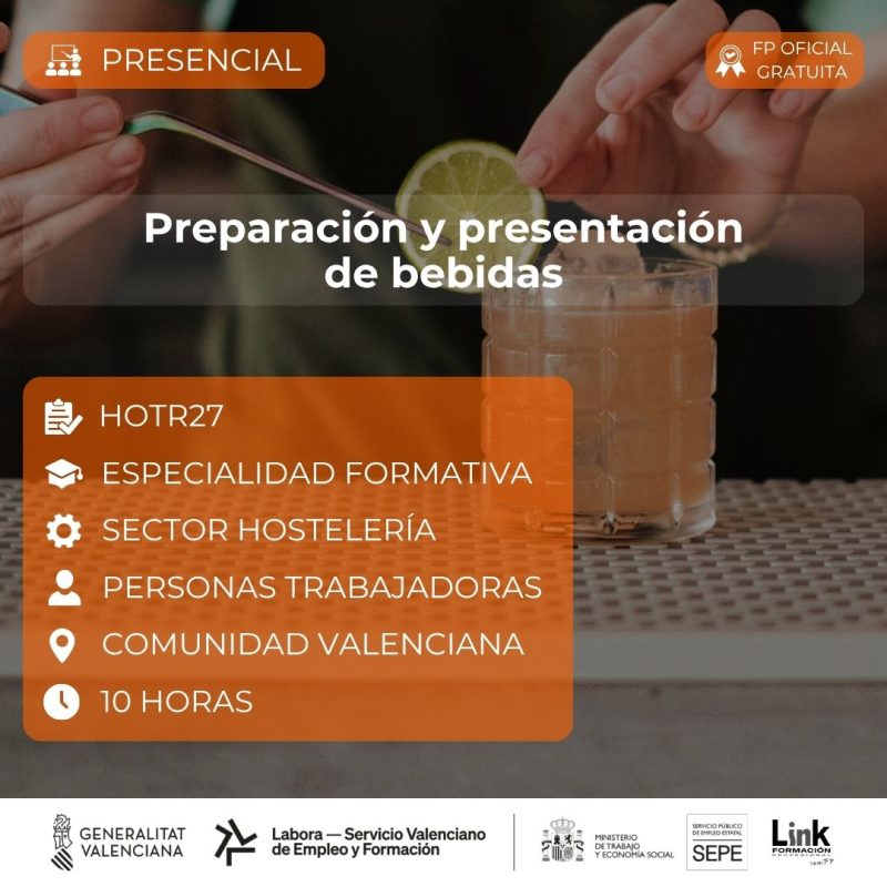 Curso de Preparación y presentación de bebidas para trabajadores - Link Formación
