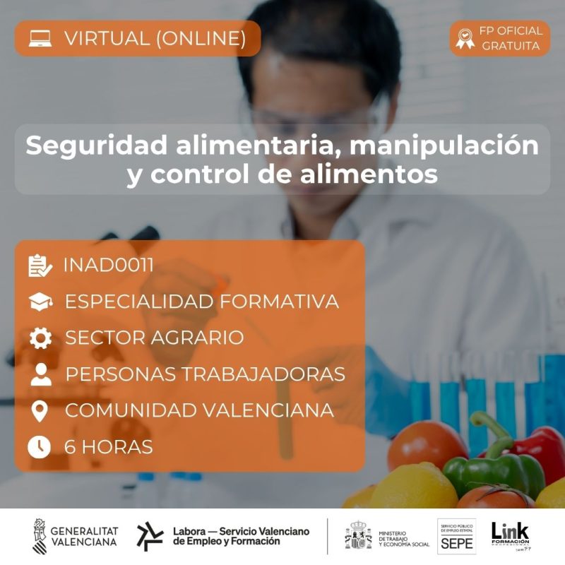 Curso de Seguridad alimentaria, manipulación y control de alimentos para trabajadores - Link Formación