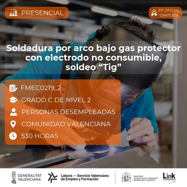 FMEC0219 - SOLDADURA POR ARCO BAJO GAS PROTECTOR CON ELECTRODO NO CONSUMIBLE, SOLDEO TIG