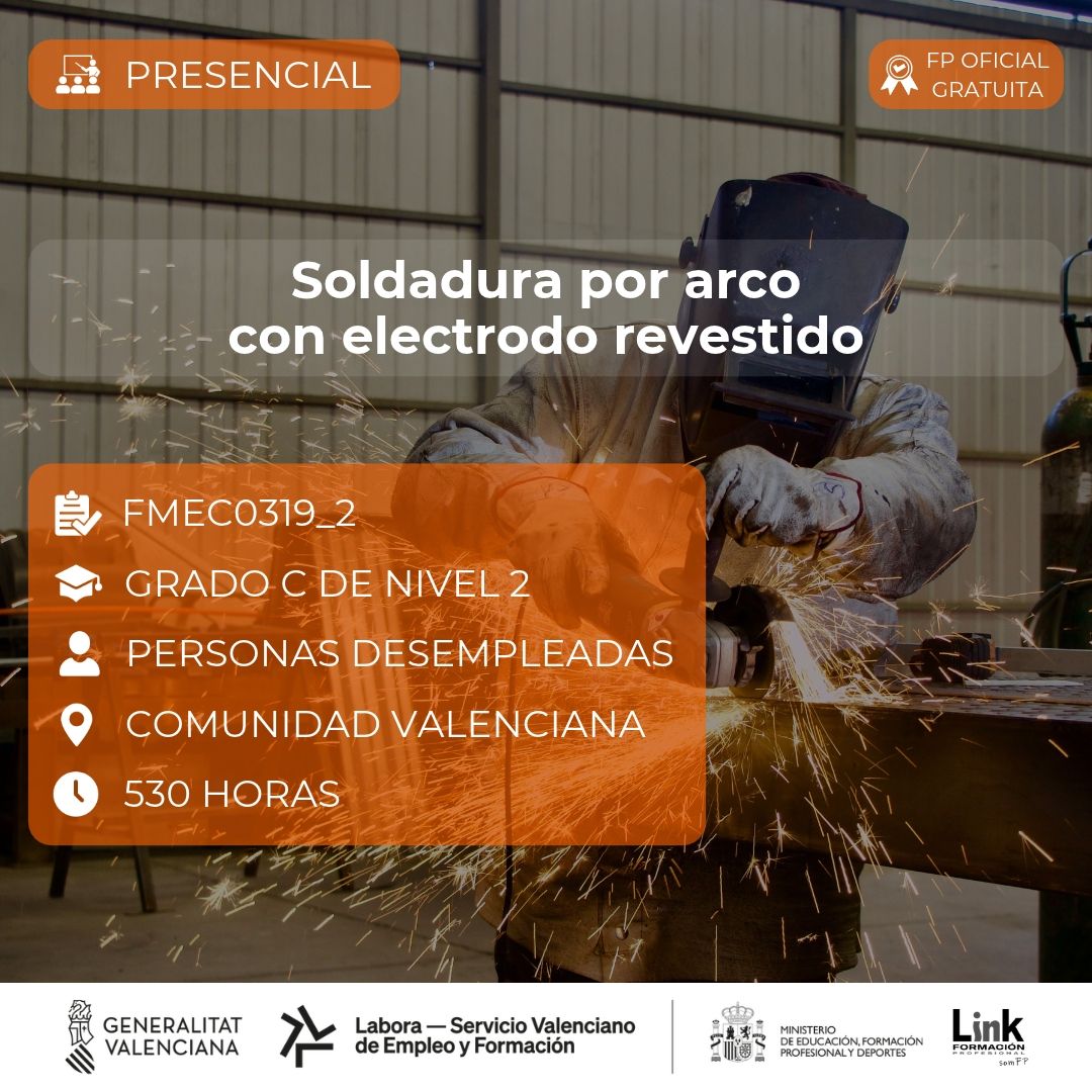 Curso de Soldadura por arco con electrodo revestido para desempleados - Link Formación