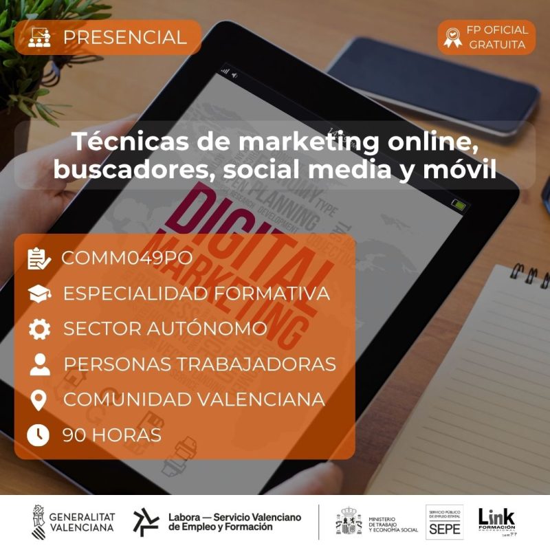 Curso de Técnicas de marketing online, buscadores, social media y móvil para autónomos - Link Formación