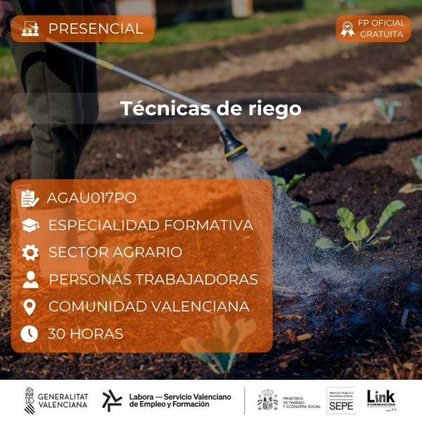 Curso de Técnicas de riego para trabajadores - Link Formación