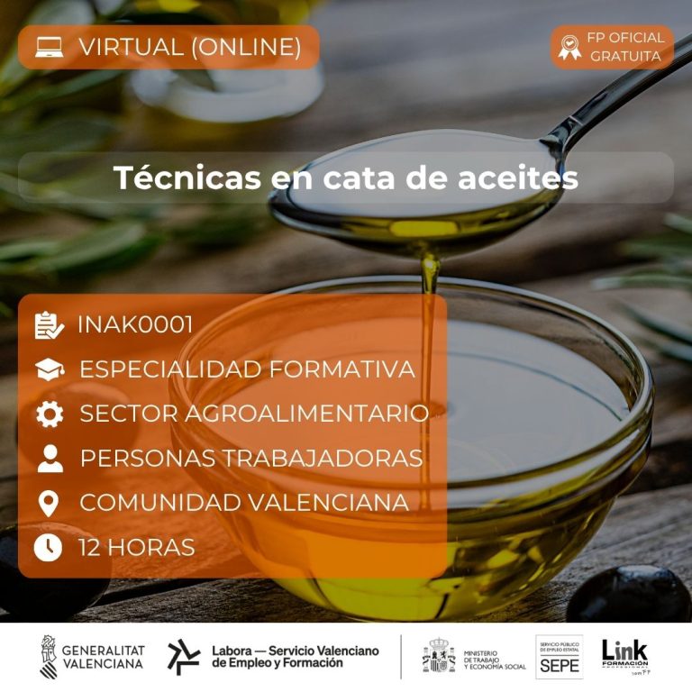 Curso de Técnicas en cata de aceites para trabajadores - Link Formación
